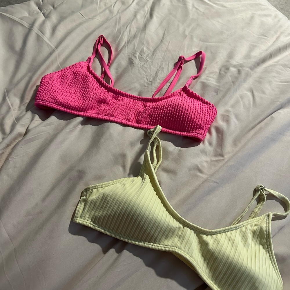 SHEIN Pink and Yellow Bikini Tops